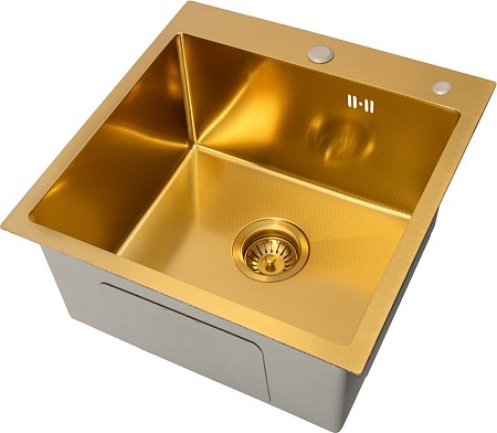Кухонная мойка Basic CL DS Decor 45x50 (золото, коландер, дозатор)