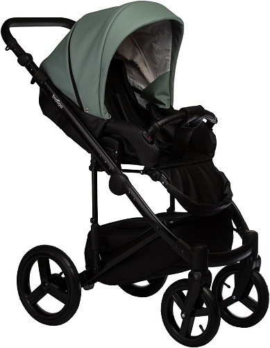Универсальная коляска Indigo Tour Eco (2 в 1, te 03/черная кожа+шалфей кожа)