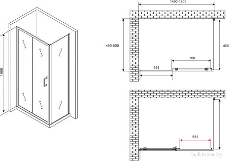 Душевой уголок Abber Schwarzer Diamant AG30150B5-S50B5