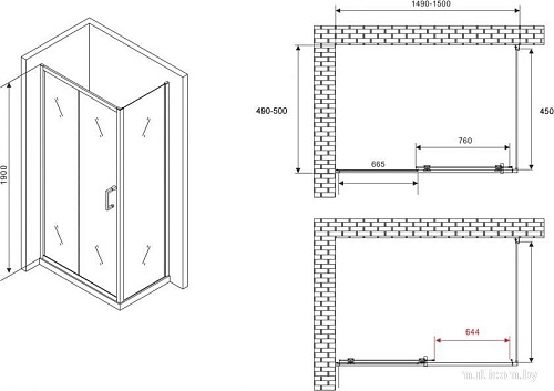 Душевой уголок Abber Schwarzer Diamant AG30150B5-S50B5