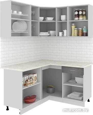 Угловая кухня Кортекс-мебель Корнелия Экстра 1.5x1.4м (красный/черный/мадрид)