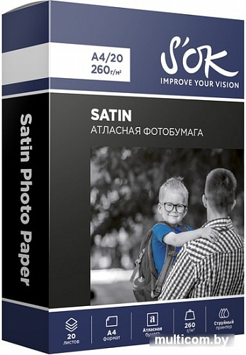 Фотобумага S'OK Satin Photo Paper A4 260 г/м2 20 листов SA4260020SN