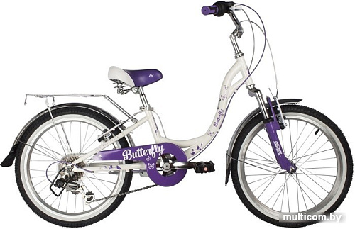 Детский велосипед Novatrack Butterfly 6.V 20 2022 20SH6V.BUTTERFLY.VL22 (белый/фиолетовый)