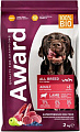 Сухой корм для собак Award Adult All Breed для всех пород с ягненком, индейкой с добавлением яблока и черники 2 кг