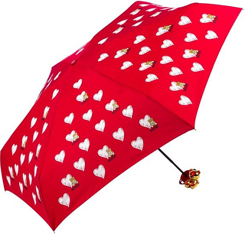 Зонт Moschino 8127-superminiC Hearts and bears Dark Red