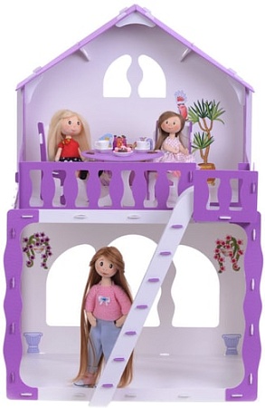 Кукольный домик Krasatoys Дом Марина с мебелью 000267 (белый/сиреневый)