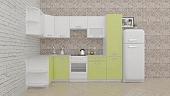 Угловая кухня ВерсоМебель ЭкоЛайт-6 1.3x2.8 правая (белый/лайм)