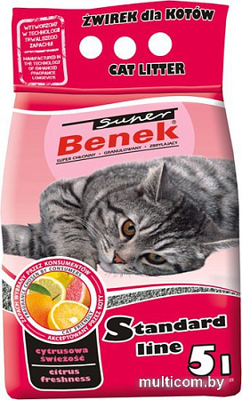 Наполнитель для туалета Super Benek Standard цитрусовая свежесть 10 л
