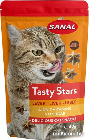 Лакомство для кошек Sanal Tasty Stars Liver с печенью 40 г