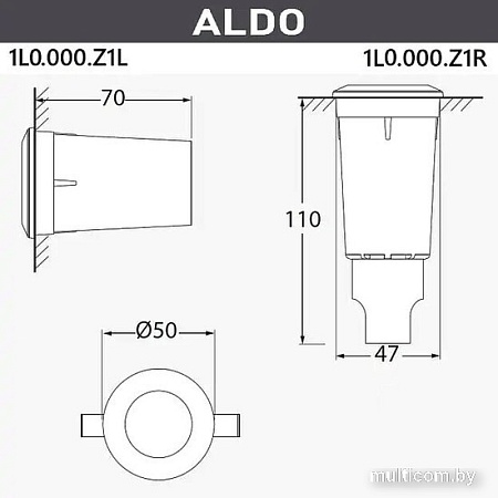 Тротуарный встраиваемый светильник Fumagalli Aldo 1L0.000.000.LXZ1L