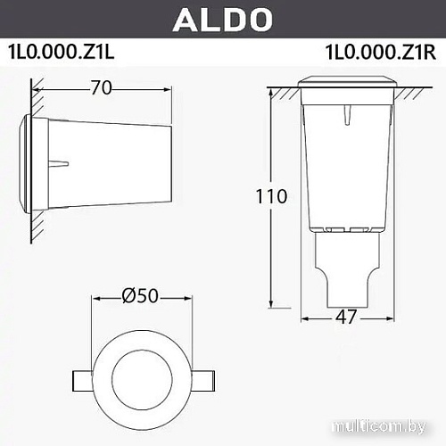 Тротуарный встраиваемый светильник Fumagalli Aldo 1L0.000.000.LXZ1L