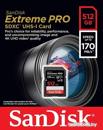 Карта памяти SanDisk Extreme PRO SDXC SDSDXXY-512G-GN4IN 512GB
