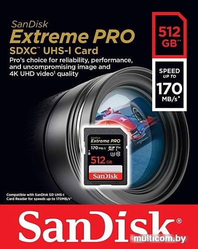Карта памяти SanDisk Extreme PRO SDXC SDSDXXY-512G-GN4IN 512GB