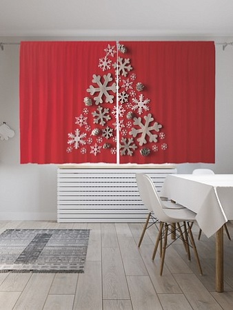 Комплект штор JoyArty Елочка из снежинок Oxford DeLux 1.45x1.8 м pox_380840 (2 шт)