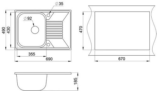 Кухонная мойка Granula 7002 (антик)