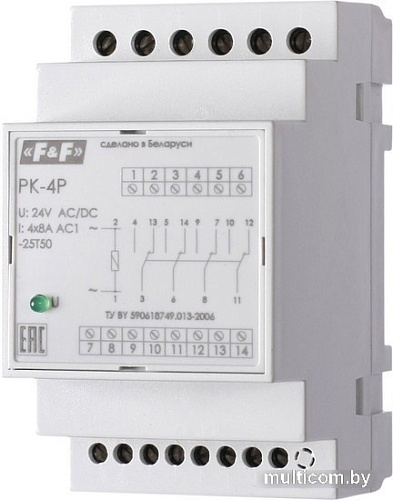 Реле промежуточное Евроавтоматика F&F PK-4P-24 EA06.001.024