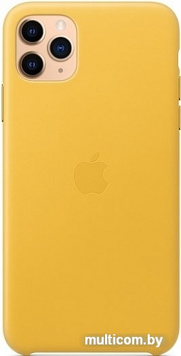 Чехол Apple Leather Case для iPhone 11 Pro Max (лимонный сироп)