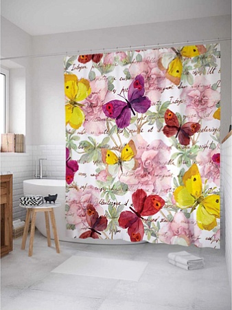Шторка-занавеска для ванны JoyArty Письмо в бабочках sc_11030