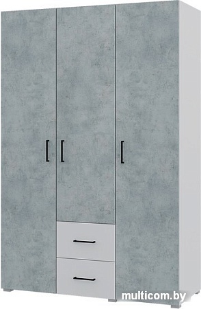 Шкаф распашной Горизонт Victor 3ств 2ящ (белый/бетон)