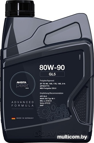 Трансмиссионное масло Avista PEER EVO GL5 80W-90 1л