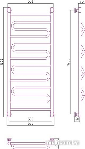 Полотенцесушитель Сунержа Элегия+ 1200x500 00-0205-1250