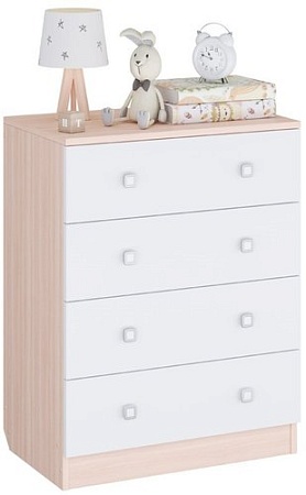 Комод Polini Kids Simple с 4 ящиками 0001301.161 (дуб пастельный/белый)