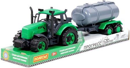 Трактор Полесье Прогресс с прицепом-цистерной 94636 (зелёный)