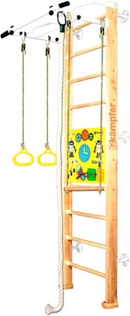 Детский спортивный комплекс Kampfer Helena Wall Busyboard (стандарт, натуральный/бизиборд желтый)