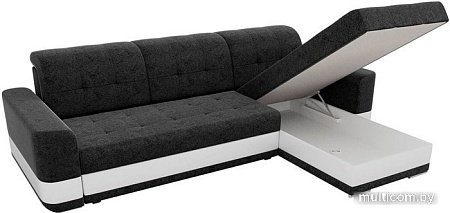 Угловой диван Mebelico Честер 61120 (правый, вельвет черный/экокожа белый)
