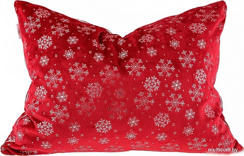 Декоративная подушка Домашняя Мода Новогодний принт (50х35, бордо)