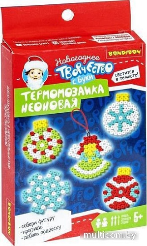 Мозаика/пазл Bondibon Новогодняя термомозаика неоновая. Елочные шары ВВ5203 