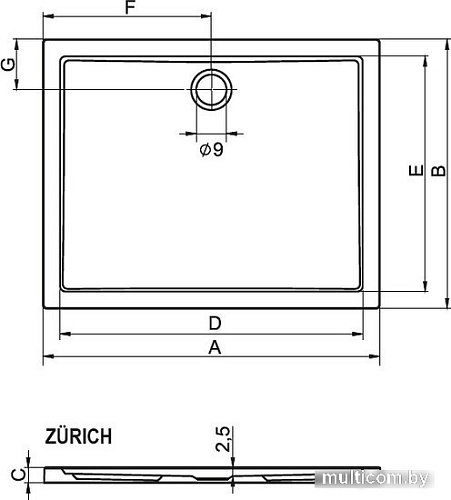 Душевой поддон Riho Zurich 140x90 [DA64]