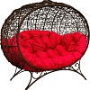 Садовый диван M-Group Улей на ножках 11220206 (коричневый ротанг/красная подушка)