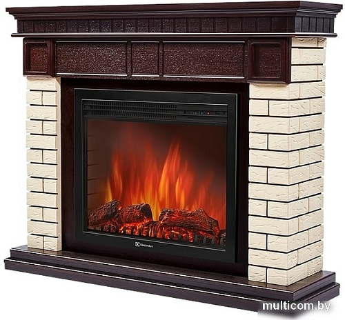 Портал Firelight Bricks 30 (камень бежевый/шпон темный дуб)