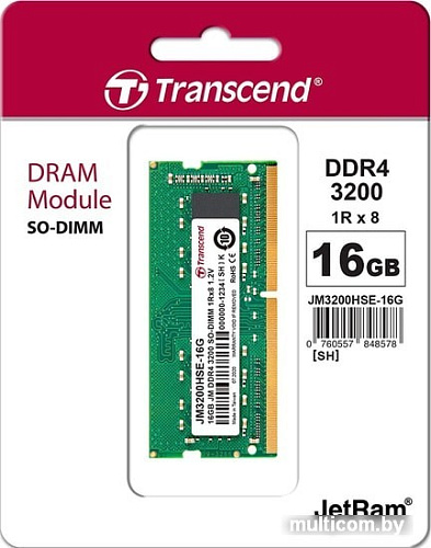 Оперативная память Transcend JetRam 32GB DDR4 SODIMM PC4-25600 JM3200HSE-32G