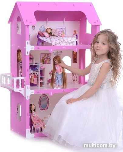Кукольный домик Krasatoys Екатерина с мебелью 000263 (белый/розовый)