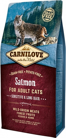 Корм для кошек Carnilove Adult Salmon Sensitive & Long Hair 6 кг