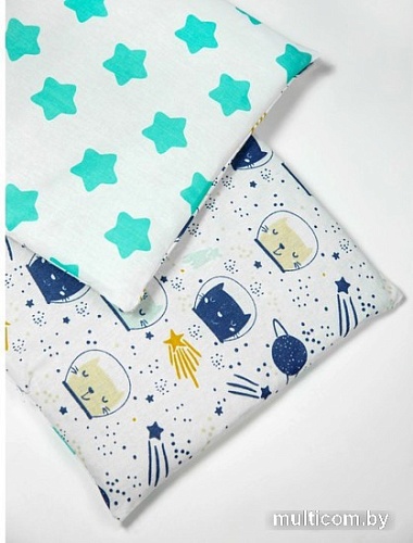 Постельное белье Amarobaby Космос двухсторонний (4 предмета, бирюзовый/синий)