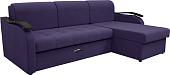 Диван Сириус Лидер-2 с оттоманкой ППУ 250x165 (Eva 31 велюр фиолетовый)
