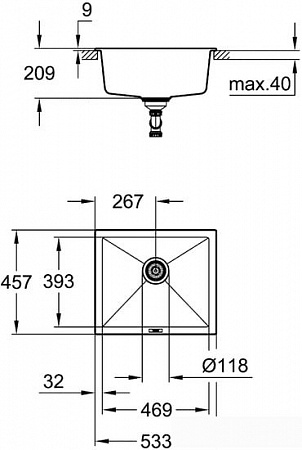 Кухонная мойка Grohe K700U 60-C 53.3/45.7 1.0 31654AT0 (серый гранит)
