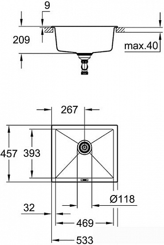 Кухонная мойка Grohe K700U 60-C 53.3/45.7 1.0 31654AT0 (серый гранит)