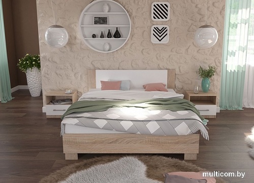 Кровать Imperial Аврора 160x200 ПМ (дуб сонома/белый)