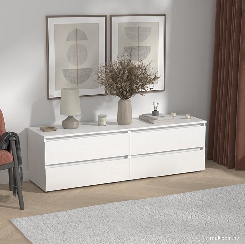 Тумба Кортекс-мебель Бари 160 4ш (белый/белый/белый)