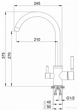 Смеситель Krona Brunnen H270 1 КА-00006917 (черный)