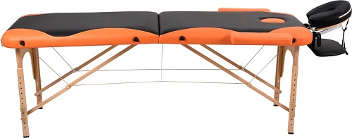 Массажный стол Atlas Sport складной 2-с деревянный 70 см (черно-оранжевый)