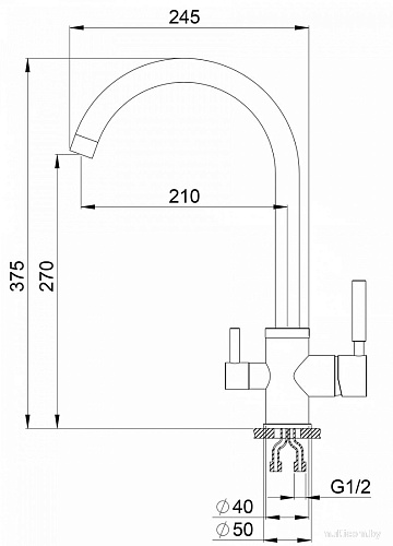 Смеситель Krona Brunnen H270 1 КА-00006917 (черный)
