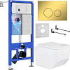 Унитаз подвесной Roxen Boro в комплекте с инсталляцией StounFix Dual Fresh 6 в 1 968023 (кнопка: золото глянцевое )