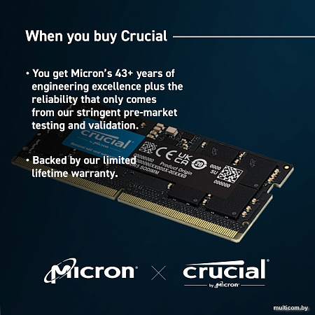 Оперативная память Crucial 16ГБ DDR5 SODIMM 5600МГц CT16G56C46S5