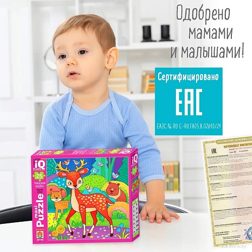 Мозаика/пазл Айрис-Пресс IQ Макси. Олень в лесу 2+ 9785811282258 (25эл)