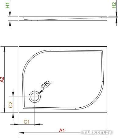 Душевой поддон Radaway Delos D 100x75 [4D17555-03]